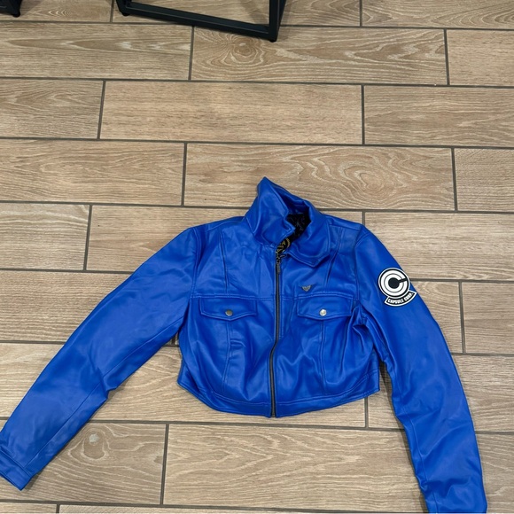 Womens Future Trunks Capsule Corp DB Purple Blue Leather Jacket - LUCA Designs - Picture 4 of 16